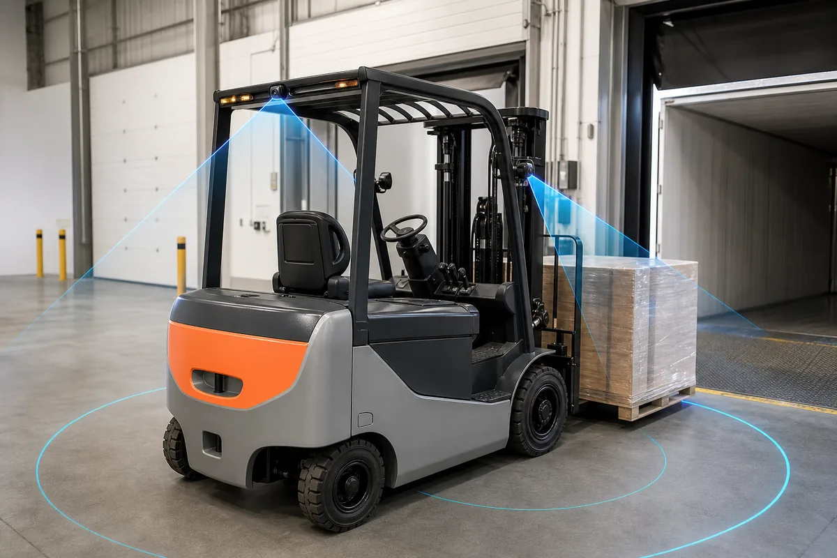 Forklift üzerinde arka görüş ve çatal kamera montaj noktaları