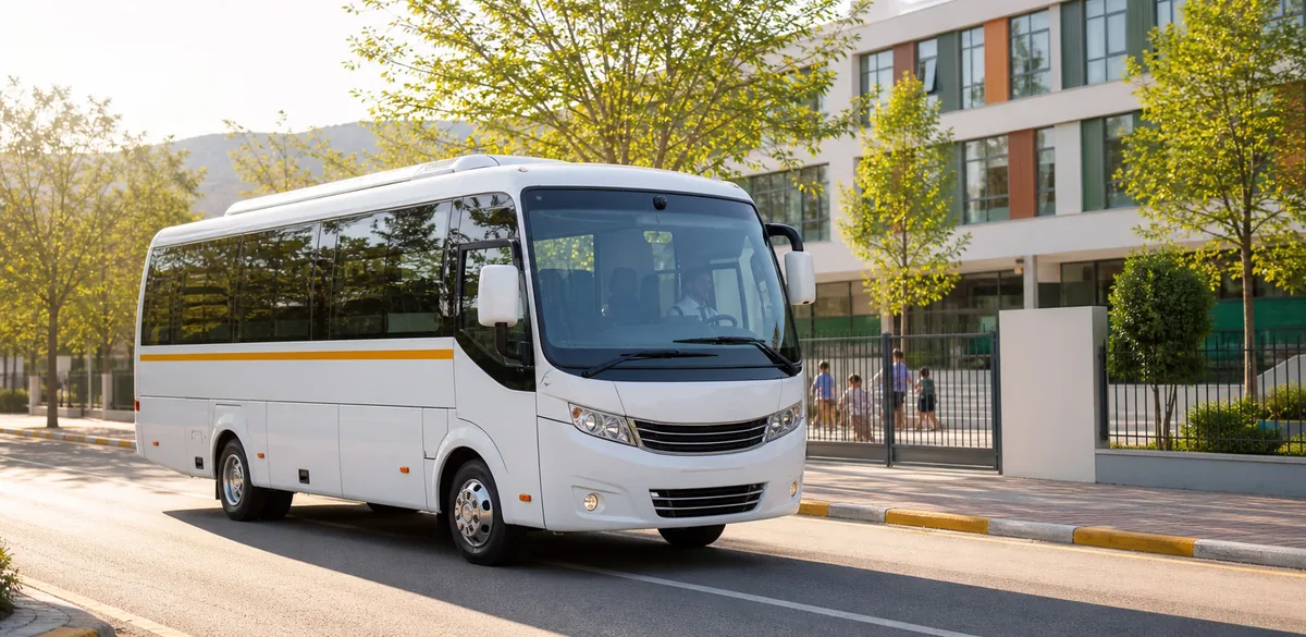 Okul önünde güvenli yolculuk için modern okul servisi