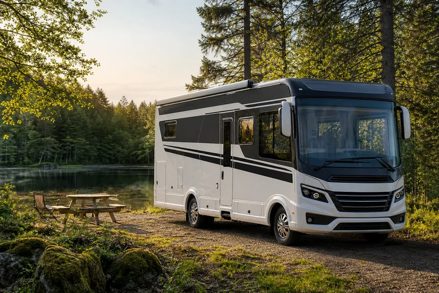 Doğa içinde modern karavan ve özel araç