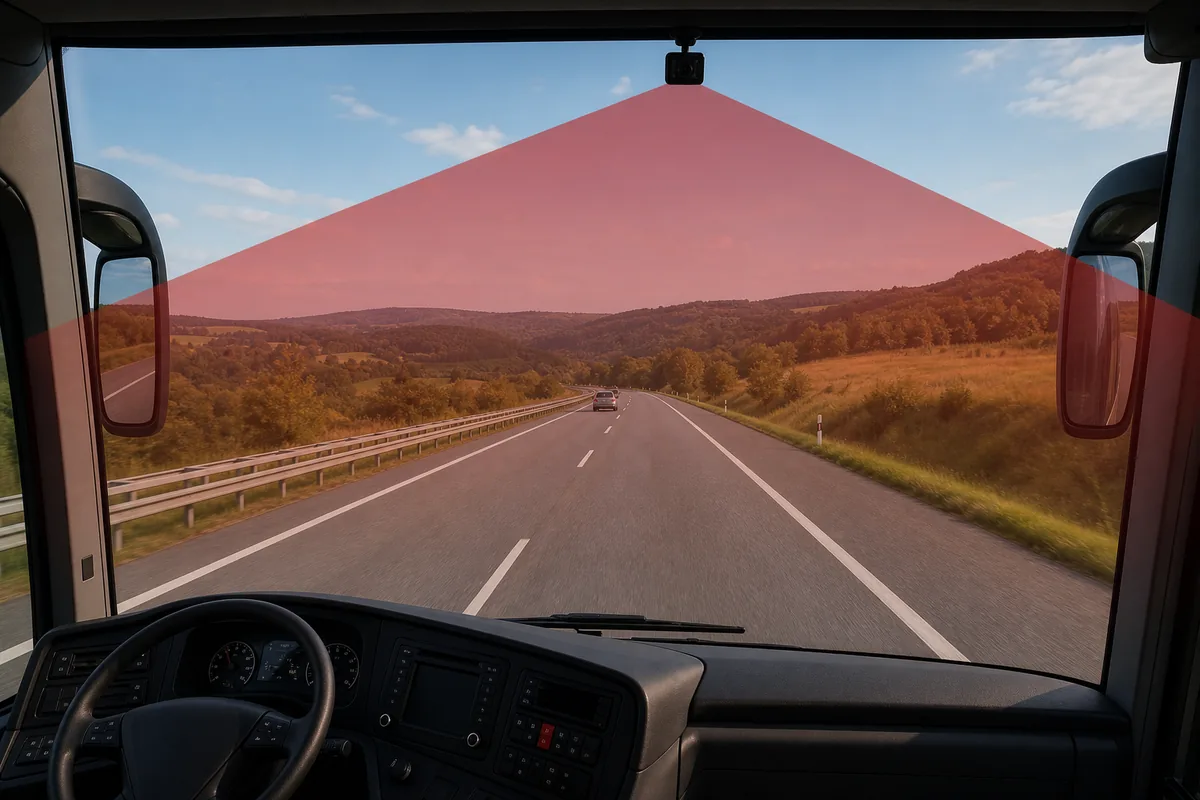 Ön yol görüşünü kapsayan otobüs kamerası